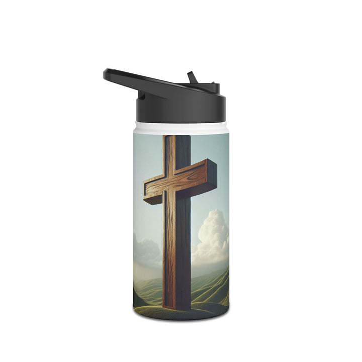 Inspirational Stainless Steel Water Bottle with Cross Design, Eco-Friendly Hydration, Travel Mug, Fitness Gift, Christian Accessories