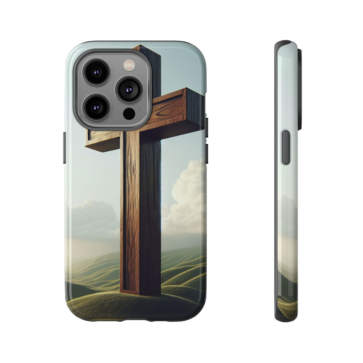 Wooden Cross Phone Case, Inspirational Gift, Christian Decor, Faith-Based Accessory, Unique Tech Gift