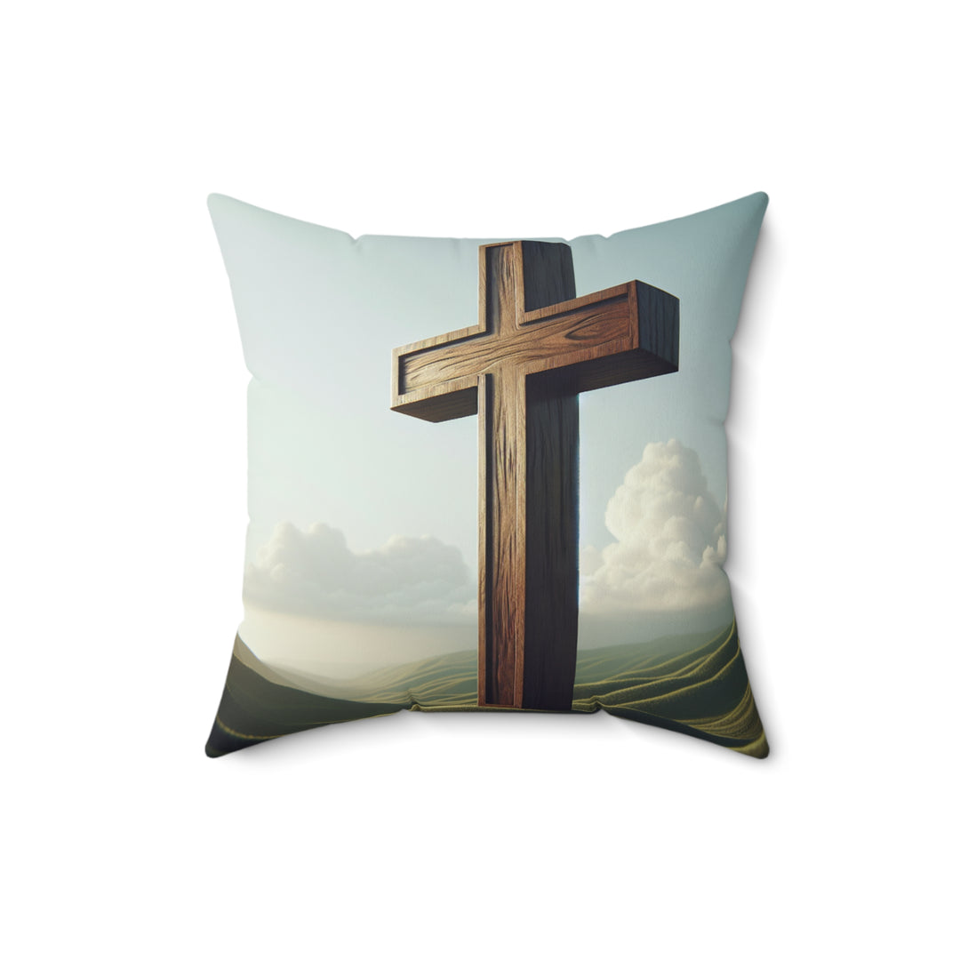 Christian Cross Decorative Pillow, Spiritual Home Decor, Religious Gift for Easter, Thanksgiving, Faith-Based Pillow