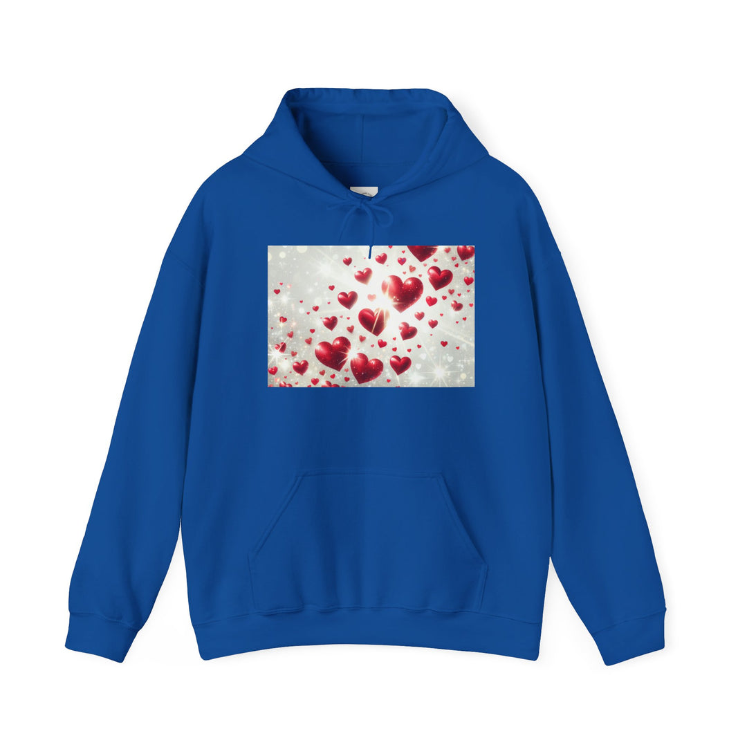 Love Hearts Unisex Hoodie, Cozy Valentine's Day Sweatshirt, Warm Gift for Him/Her, Cute Snug Pullover for Couples, Romantic Apparel