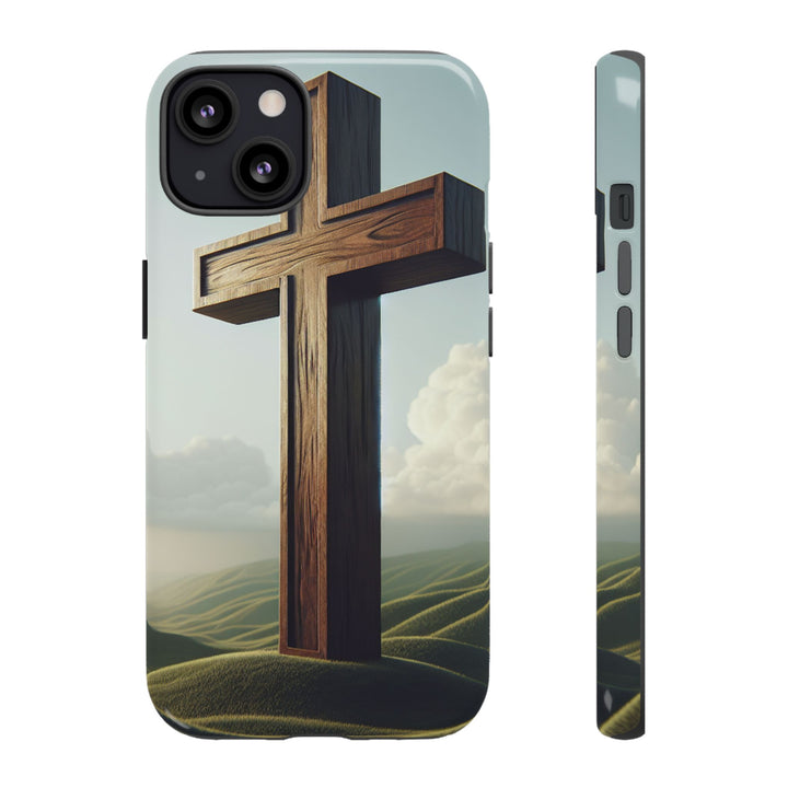 Wooden Cross Phone Case, Inspirational Gift, Christian Decor, Faith-Based Accessory, Unique Tech Gift