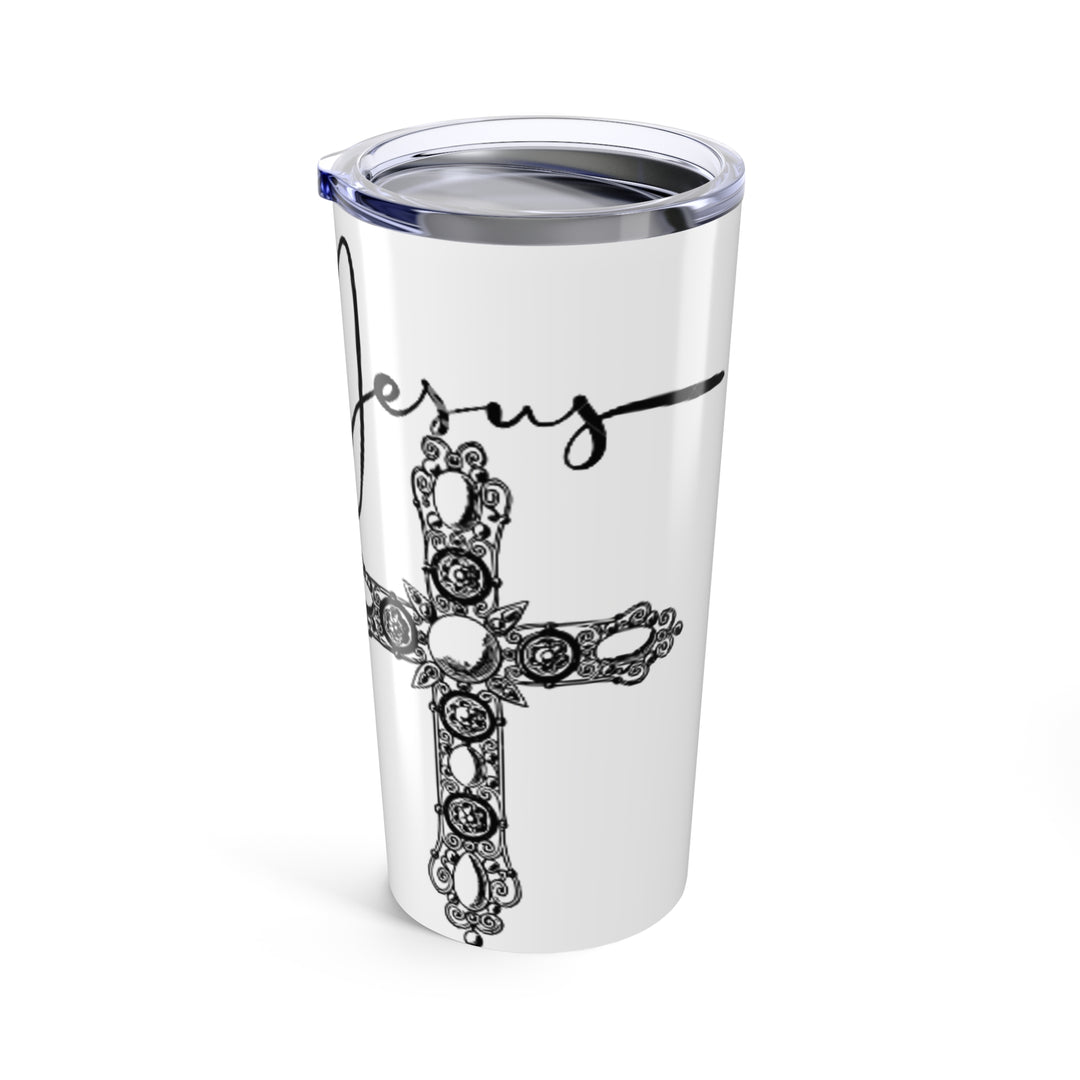 Stylish Christian Tumbler 20oz, Jesus Water Bottle, Faith-Themed Travel Mug, Inspirational Gift, Religious Drinkware