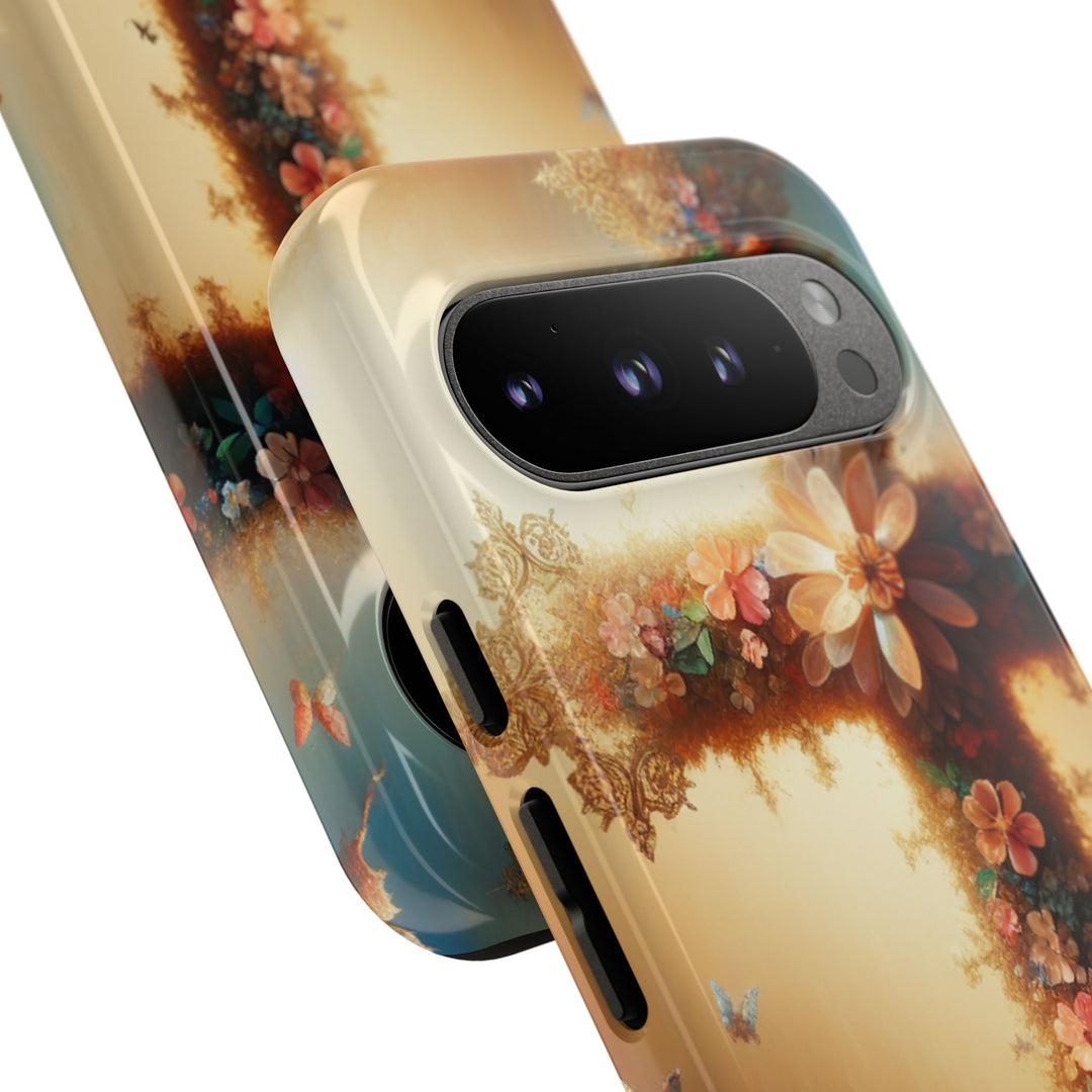 Floral Cross Phone Case, Tough Cases for Christians, Religious Gifts, Cute Floral Accessories, Chic Phone Cover, Spring Vibes
