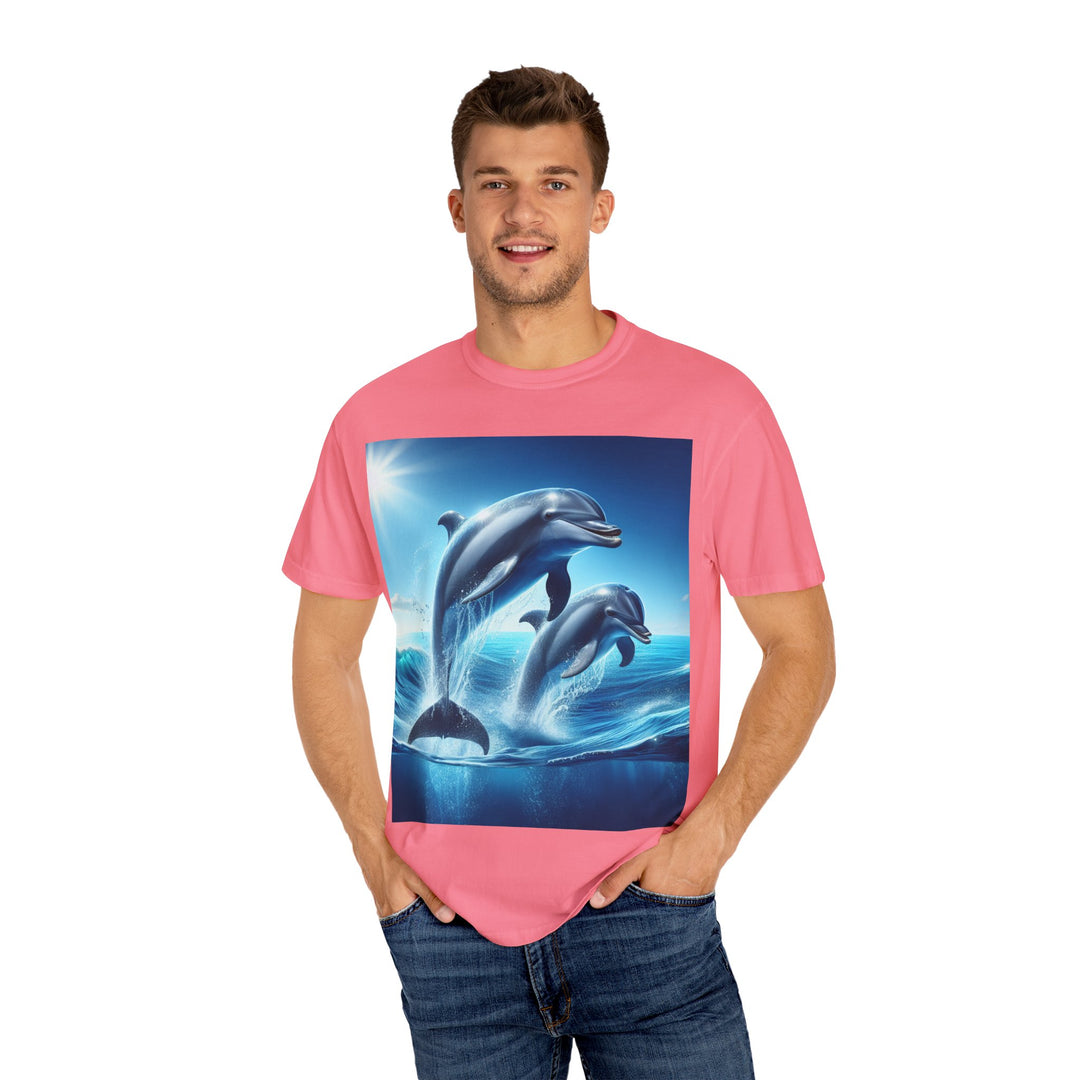 Ocean Jumping Dolphins T-Shirt - Unisex Garment-Dyed Tee