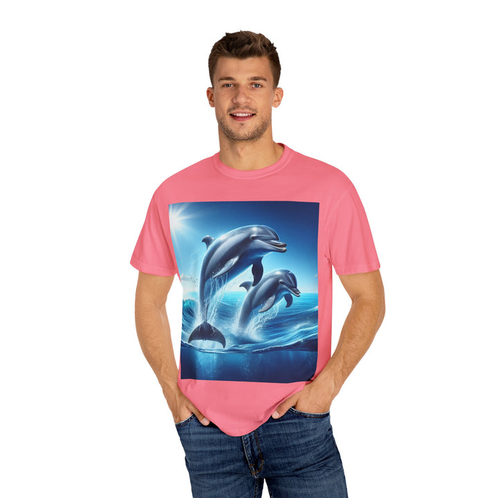 Ocean Jumping Dolphins T-Shirt - Unisex Garment-Dyed Tee