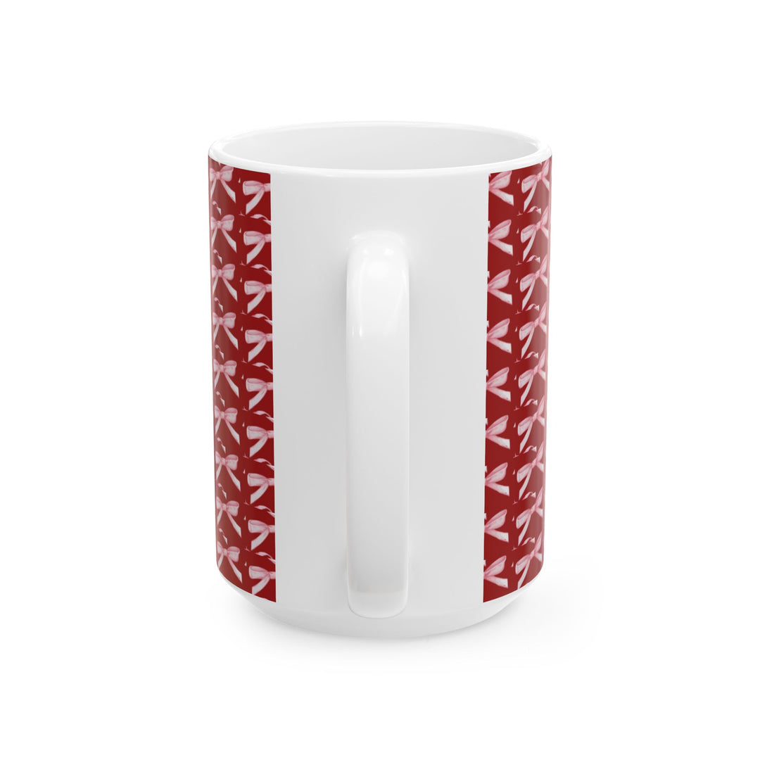 Elegant Red Ribbon Ceramic Mug - Perfect for Gift Giving and Home Decor