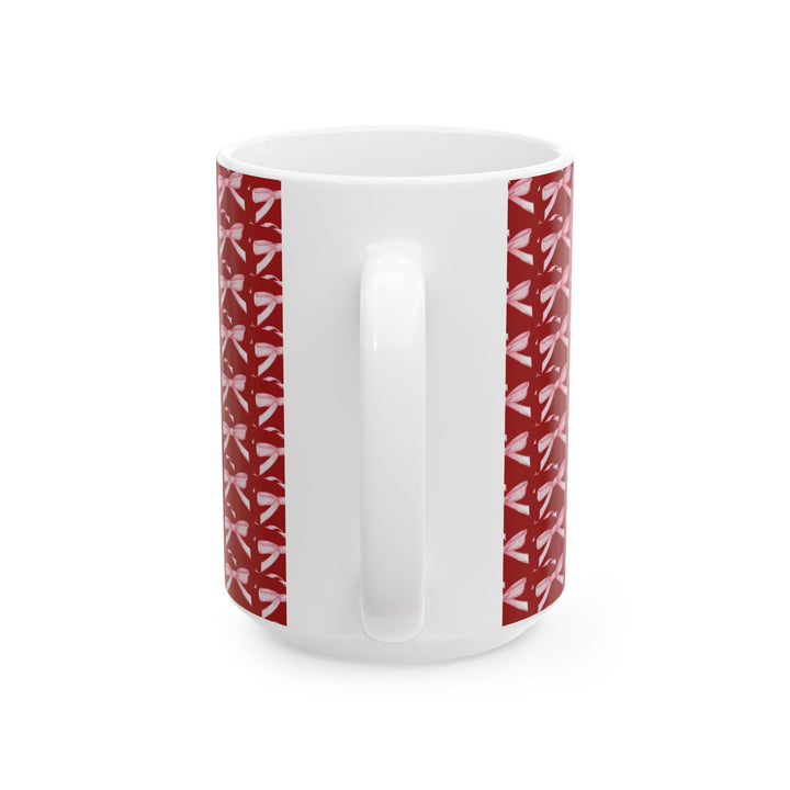 Elegant Red Ribbon Ceramic Mug - Perfect for Gift Giving and Home Decor