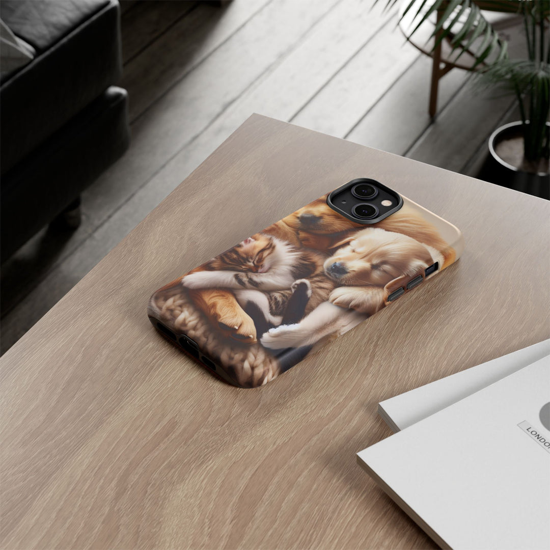 Cute Pets Phone Case - Adorable Puppy and Kitten Design, Animal Lover Gift
