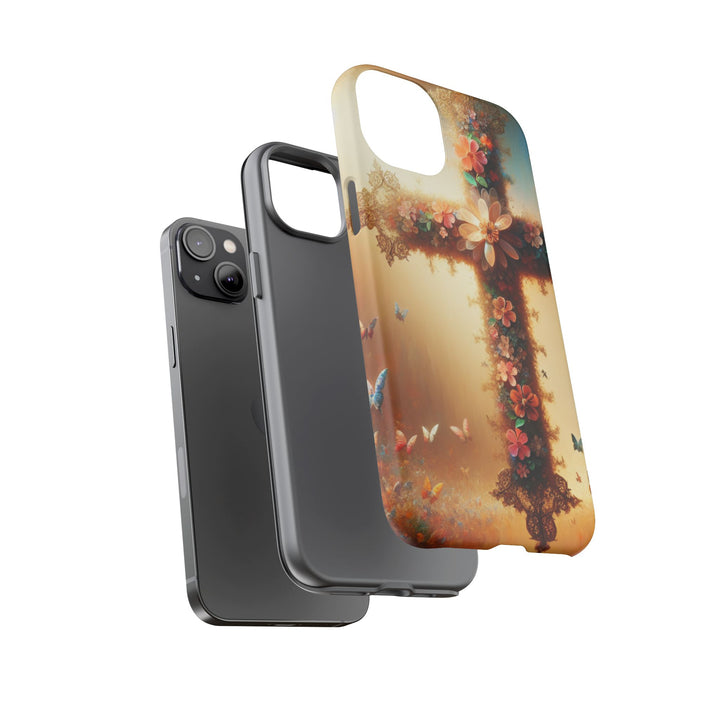 Floral Cross Phone Case, Tough Cases for Christians, Religious Gifts, Cute Floral Accessories, Chic Phone Cover, Spring Vibes