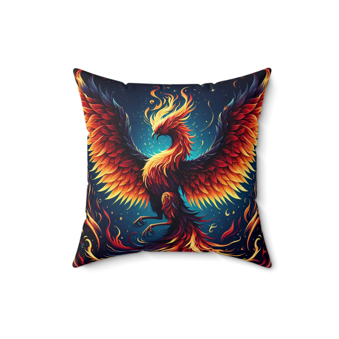 Vibrant Phoenix Throw Pillow, Bohemian Home Decor, Fire Element Cushion, Cozy Living Room Accent, Unique Gift for Dragon Lovers