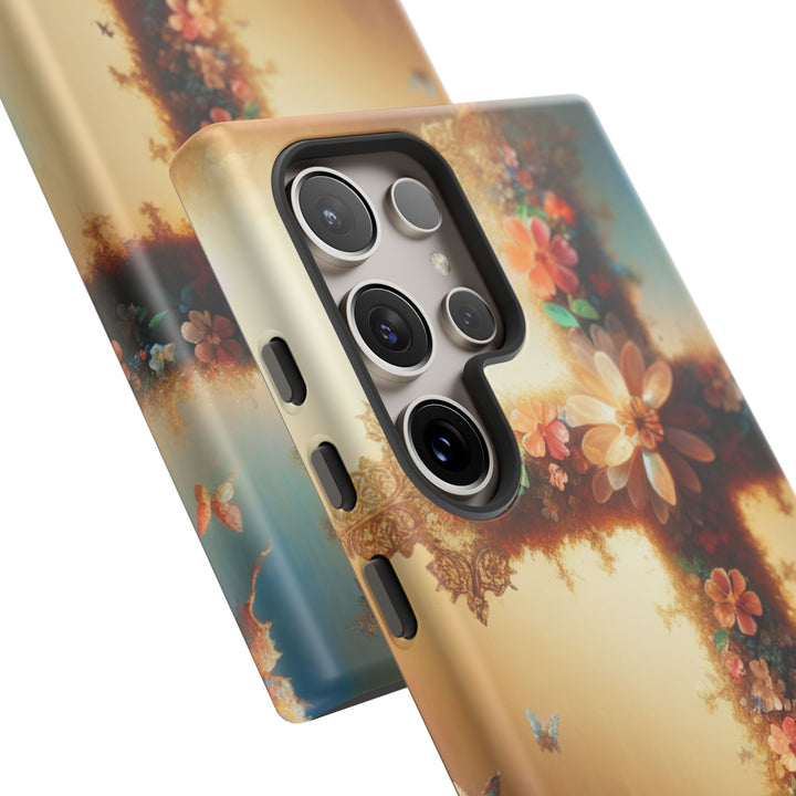 Floral Cross Phone Case, Tough Cases for Christians, Religious Gifts, Cute Floral Accessories, Chic Phone Cover, Spring Vibes