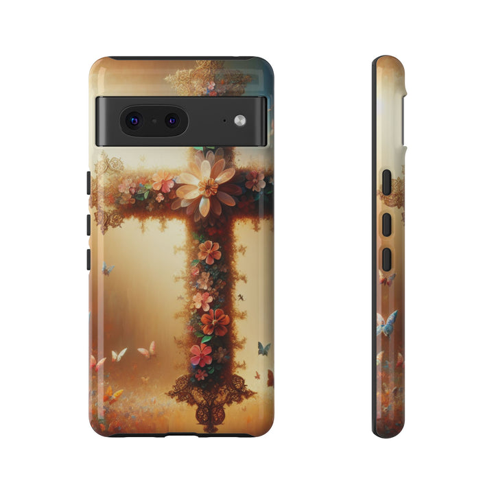 Floral Cross Phone Case, Tough Cases for Christians, Religious Gifts, Cute Floral Accessories, Chic Phone Cover, Spring Vibes