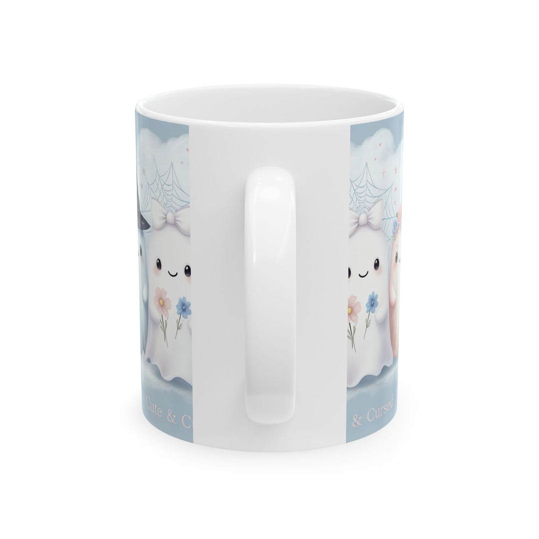 Cute & Cursed Ghost Ceramic Mug - Perfect for Halloween, Home Decor, Cozy Vibes, Gift Ideas, Coffee Lovers