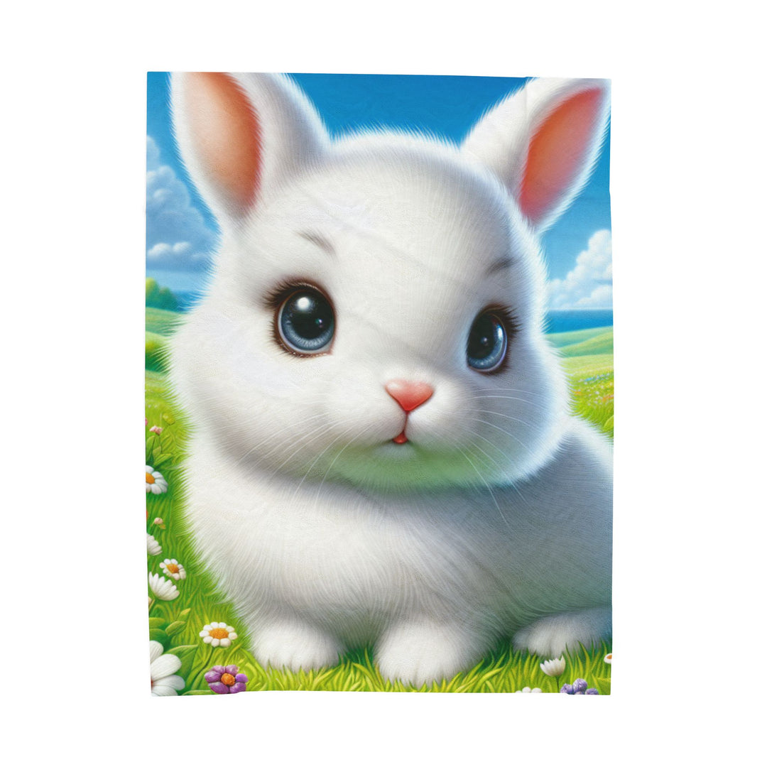 Cute Bunny Velveteen Plush Blanket - Soft & Cozy for Kids and Bunny Lovers