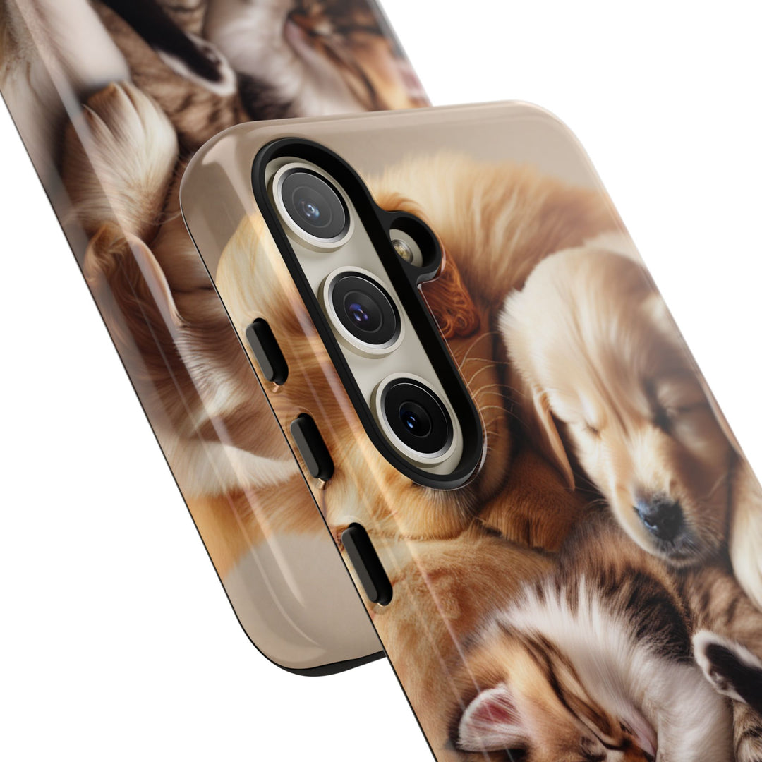 Cute Pets Phone Case - Adorable Puppy and Kitten Design, Animal Lover Gift
