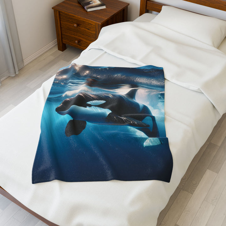 Cozy Orca Velveteen Plush Blanket - Perfect for Ocean Lovers