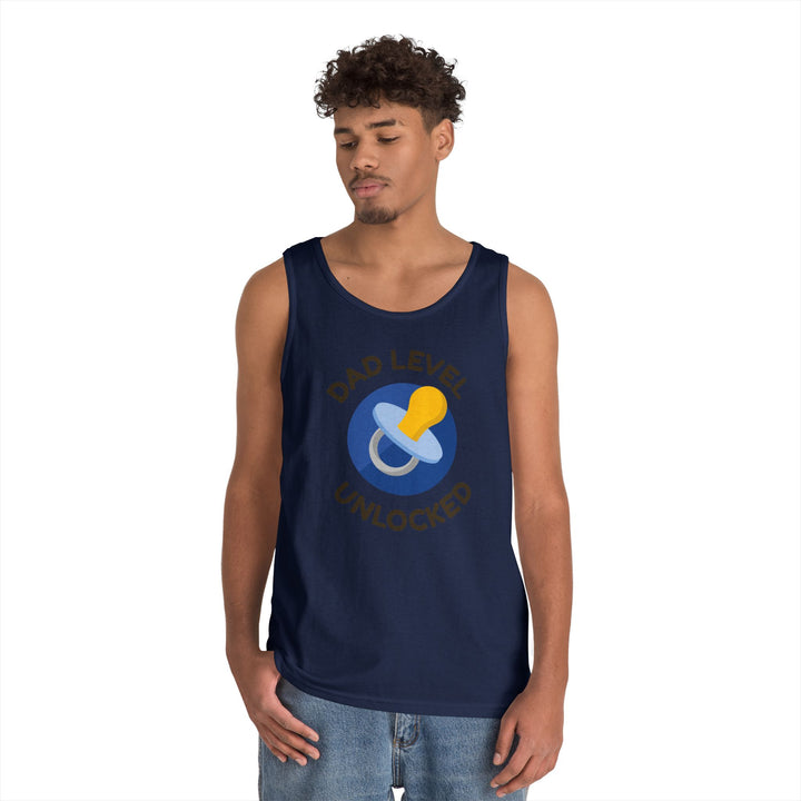 Dad Level Unlocked Tank Top - Unisex Heavy Cotton Sleeveless Shirt for New Dads