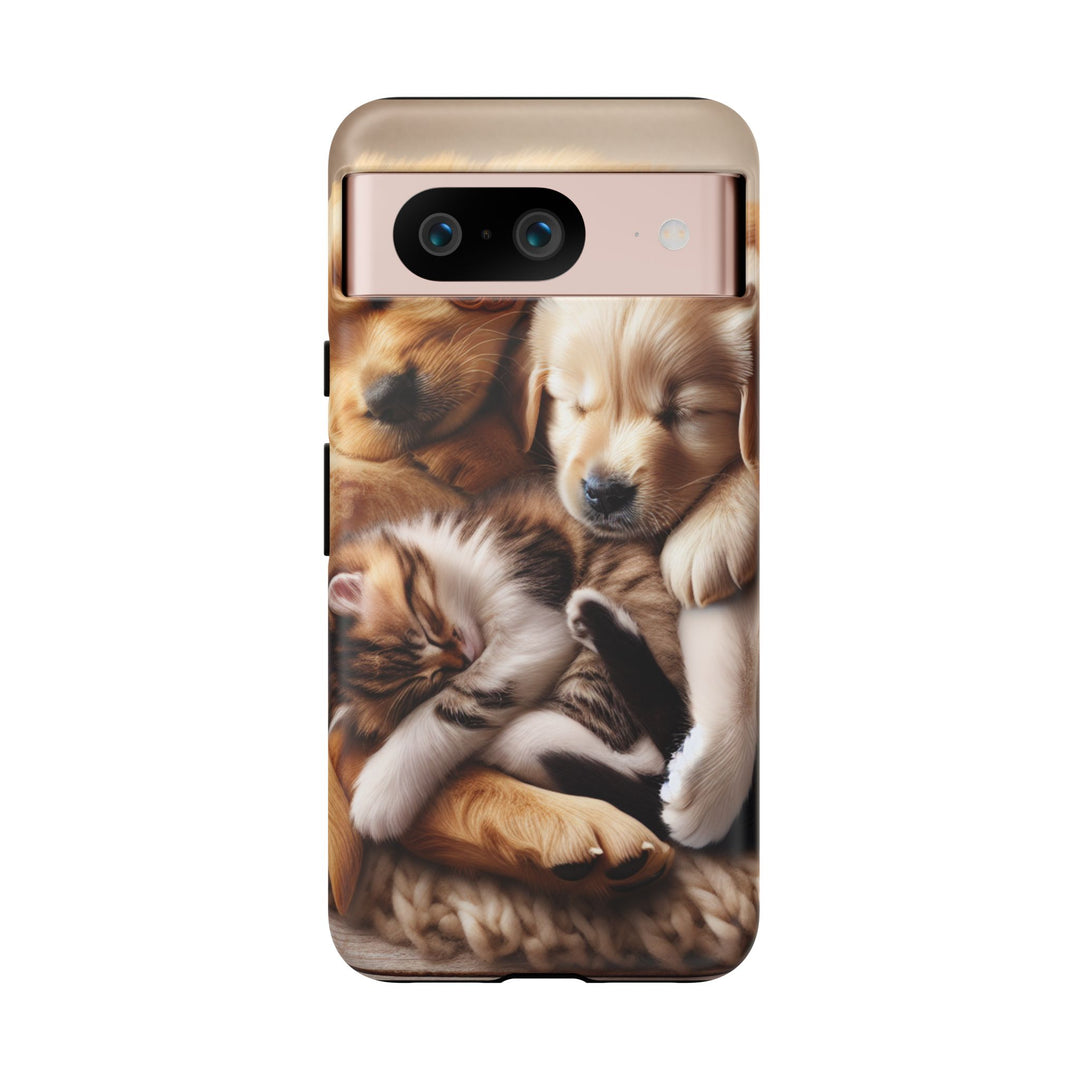 Cute Pets Phone Case - Adorable Puppy and Kitten Design, Animal Lover Gift