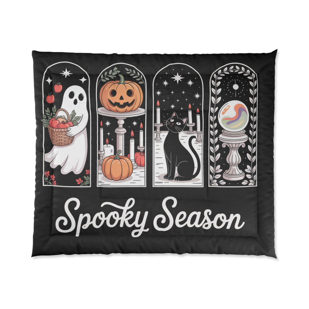 Spooky Season Comforter, Halloween Bedding, Cozy Throw, Ghost and Pumpkin Blanket, Autumn Decor, Fall Home Accessories
