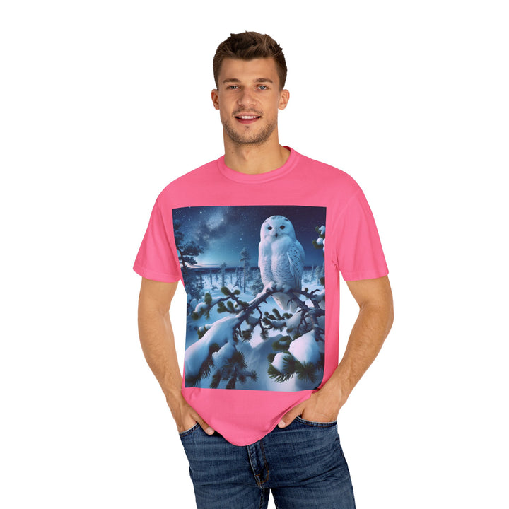 Mystical Owl Unisex Garment-Dyed T-Shirt – Cozy Winter Vibes