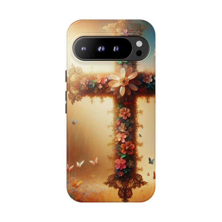 Floral Cross Phone Case, Tough Cases for Christians, Religious Gifts, Cute Floral Accessories, Chic Phone Cover, Spring Vibes