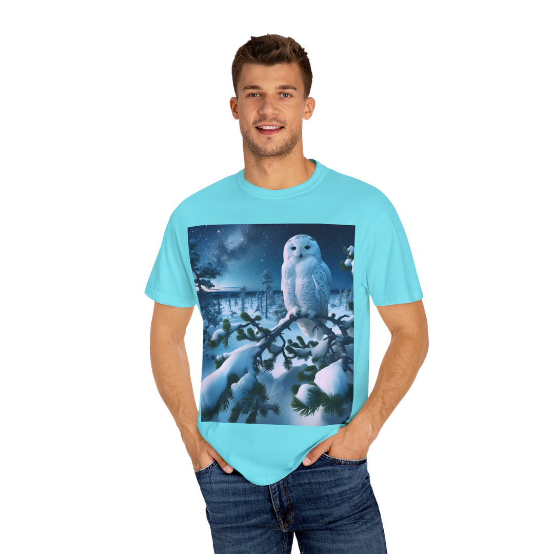 Mystical Owl Unisex Garment-Dyed T-Shirt – Cozy Winter Vibes