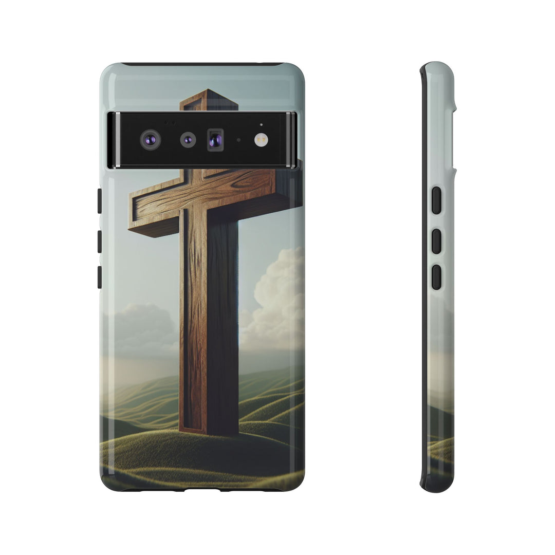 Wooden Cross Phone Case, Inspirational Gift, Christian Decor, Faith-Based Accessory, Unique Tech Gift