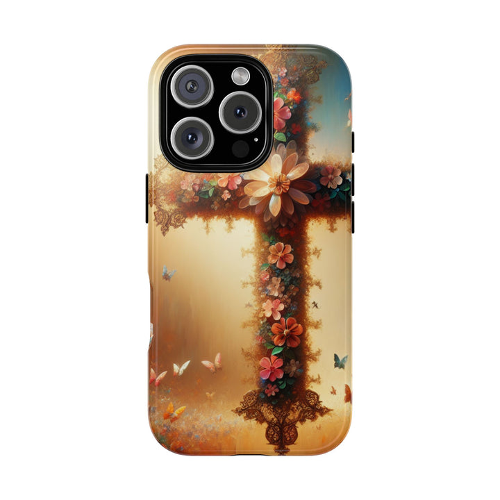 Floral Cross Phone Case, Tough Cases for Christians, Religious Gifts, Cute Floral Accessories, Chic Phone Cover, Spring Vibes