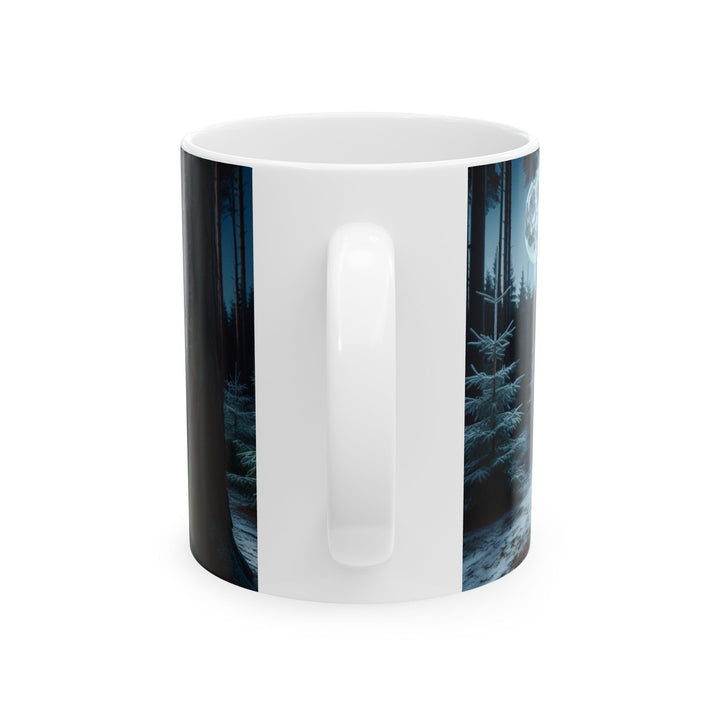 Mystical Wolf Ceramic Mug - Enchanting 11oz & 15oz Coffee Cup for Nature Lovers