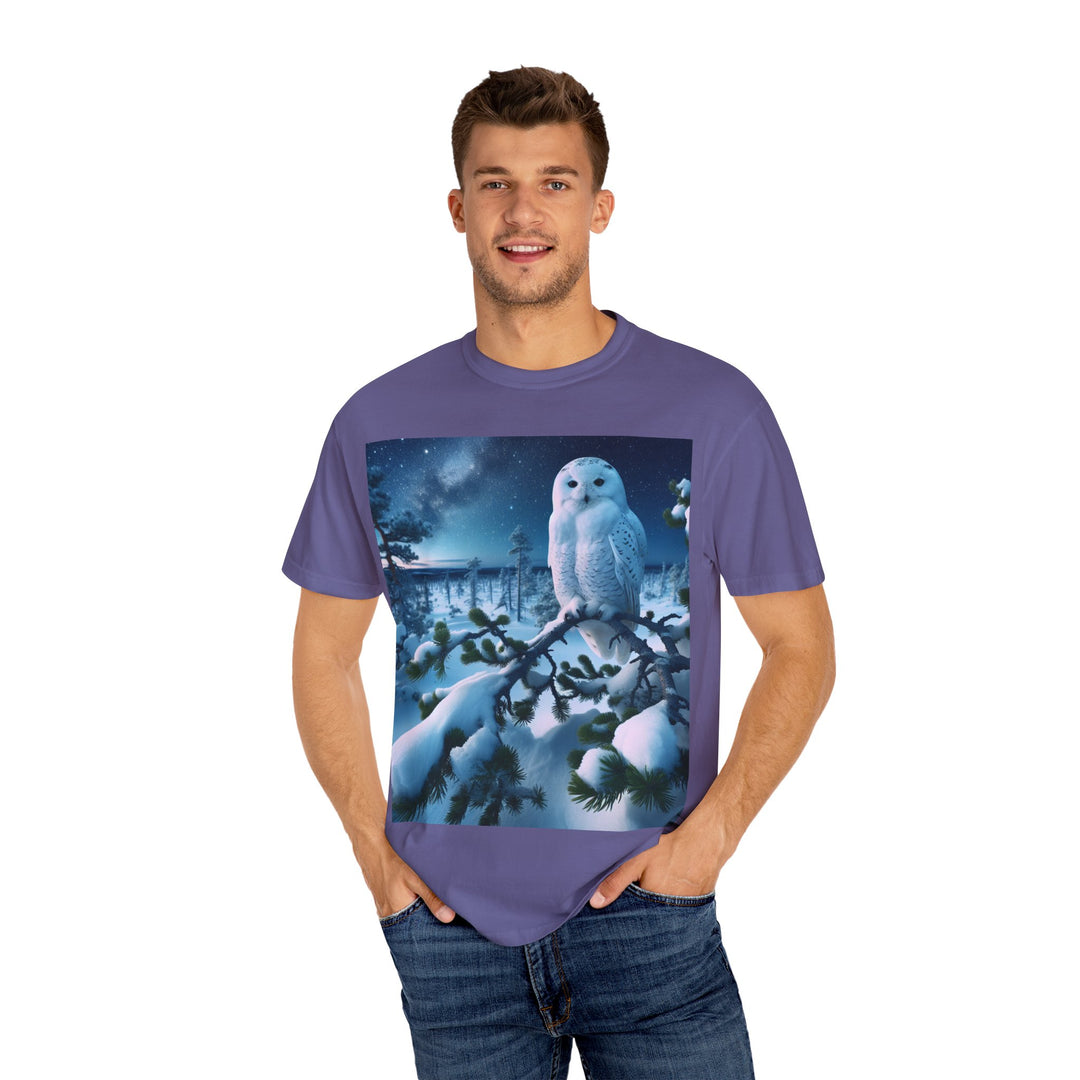 Mystical Owl Unisex Garment-Dyed T-Shirt – Cozy Winter Vibes
