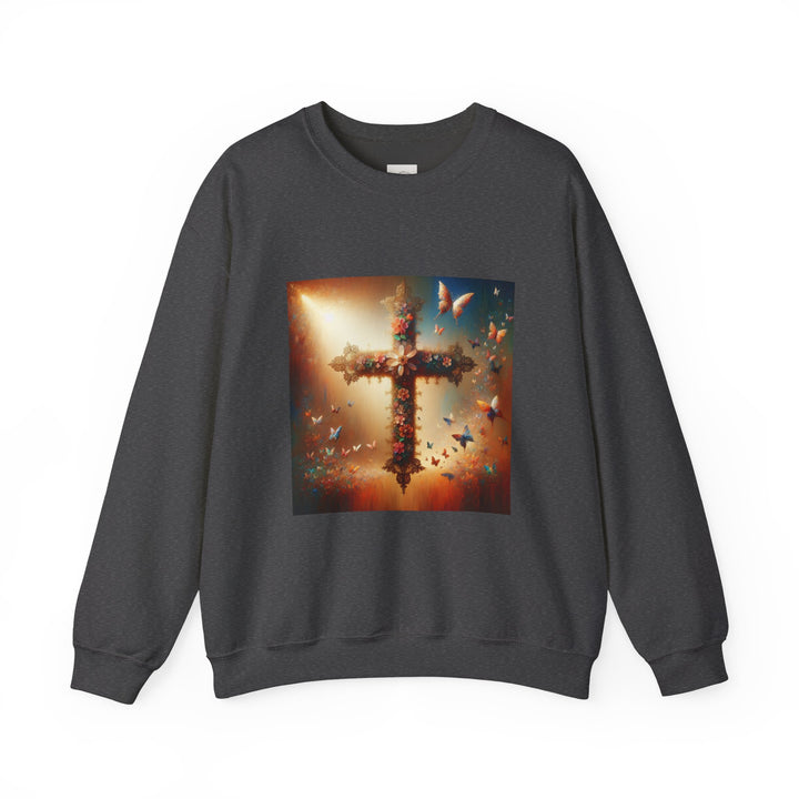 Faith-Inspired Butterfly Sweatshirt, Unisex Crewneck, Cozy Christian Apparel, Gift for Easter, Inspirational Sweatshirt, Casualwear