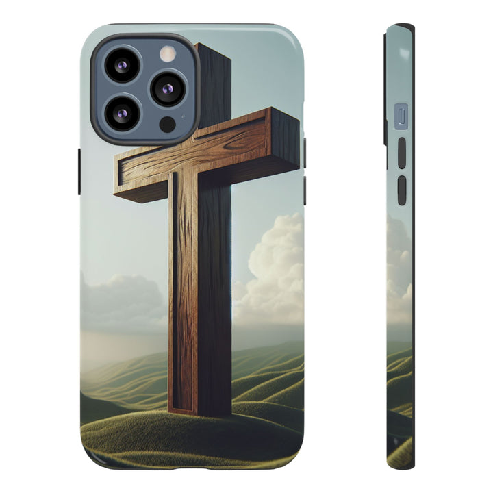 Wooden Cross Phone Case, Inspirational Gift, Christian Decor, Faith-Based Accessory, Unique Tech Gift