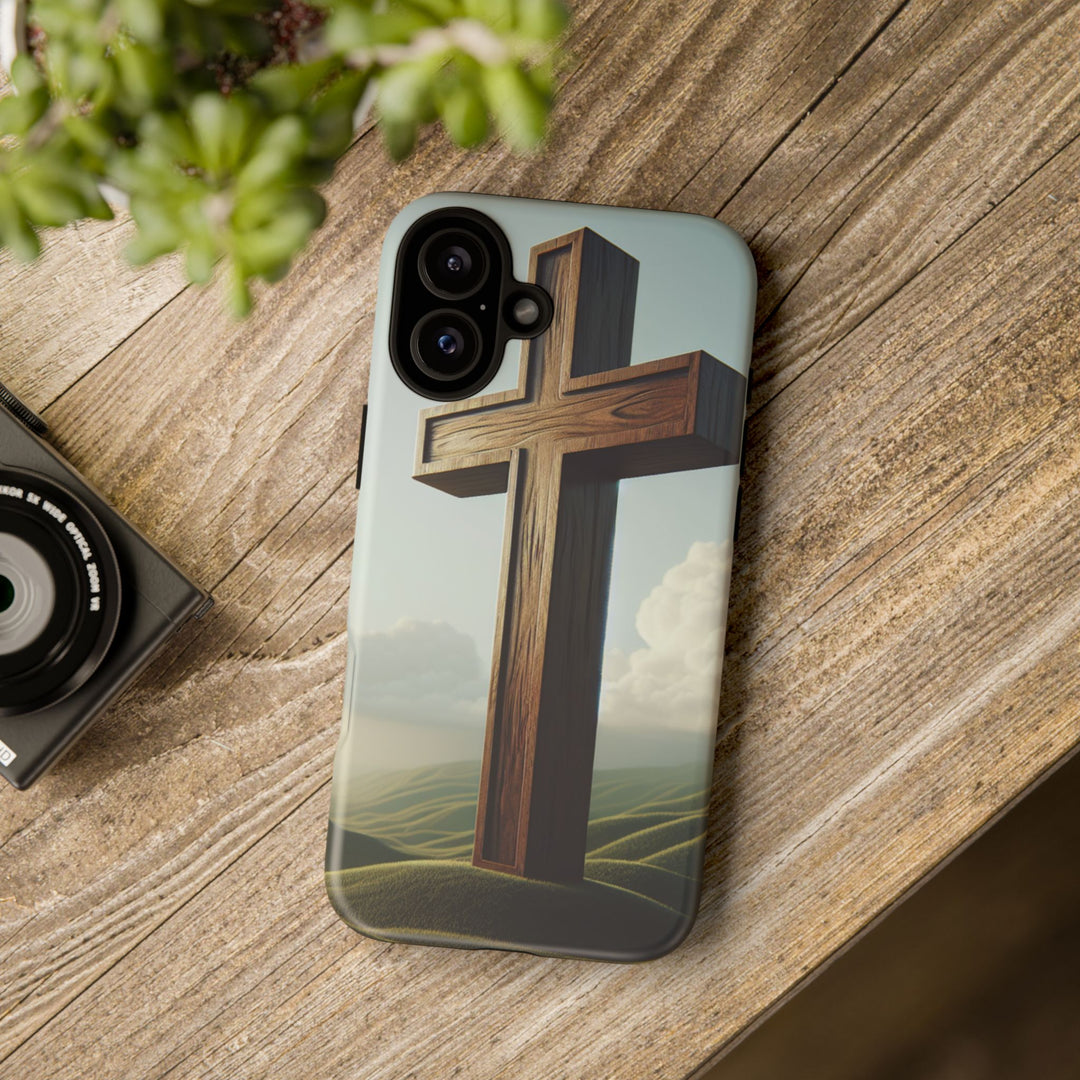Wooden Cross Phone Case, Inspirational Gift, Christian Decor, Faith-Based Accessory, Unique Tech Gift