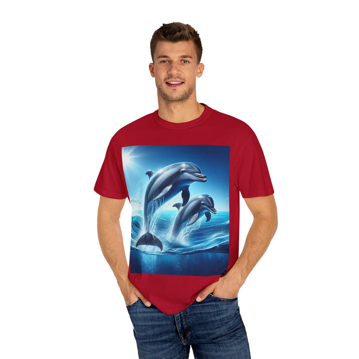 Ocean Jumping Dolphins T-Shirt - Unisex Garment-Dyed Tee