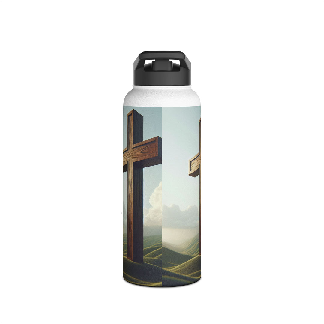 Inspirational Stainless Steel Water Bottle with Cross Design, Eco-Friendly Hydration, Travel Mug, Fitness Gift, Christian Accessories