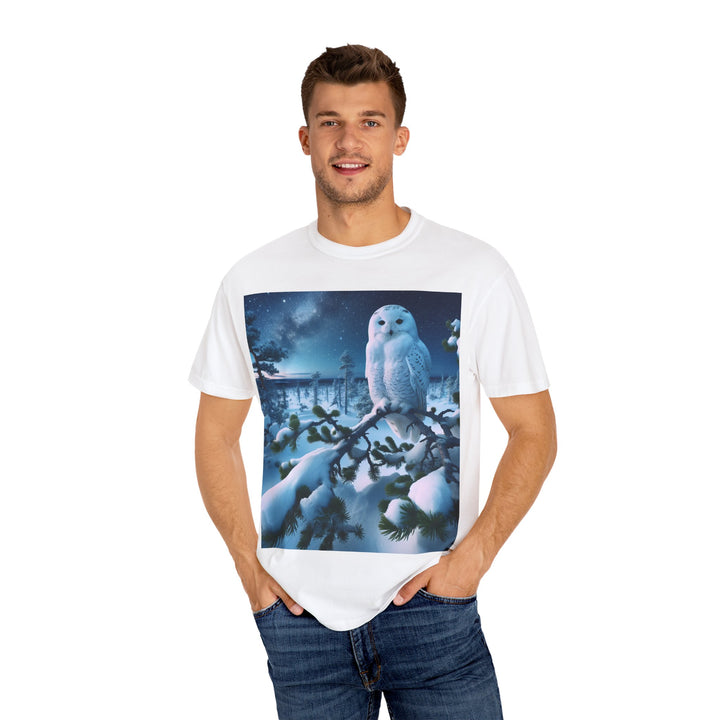 Mystical Owl Unisex Garment-Dyed T-Shirt – Cozy Winter Vibes