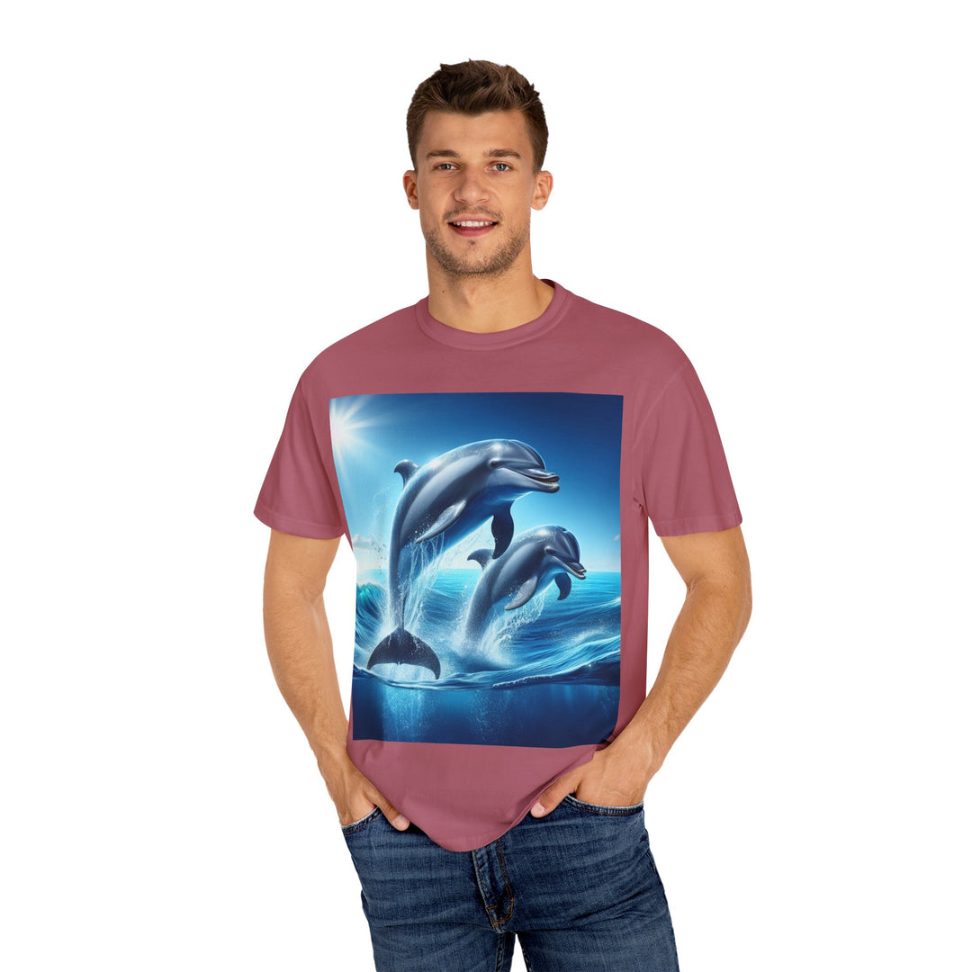 Ocean Jumping Dolphins T-Shirt - Unisex Garment-Dyed Tee