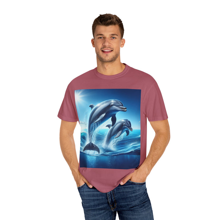 Ocean Jumping Dolphins T-Shirt - Unisex Garment-Dyed Tee