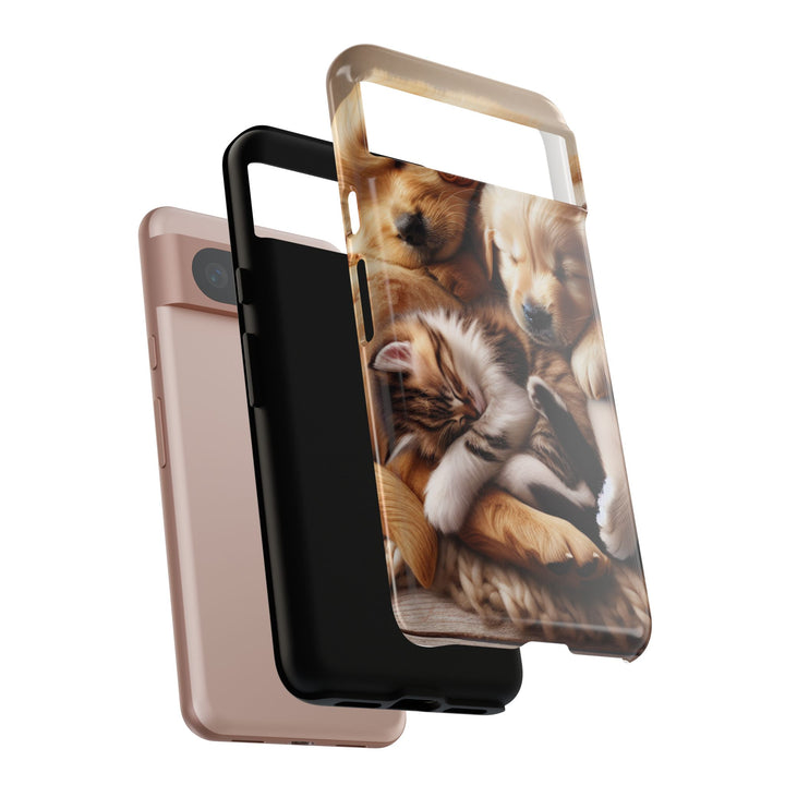 Cute Pets Phone Case - Adorable Puppy and Kitten Design, Animal Lover Gift
