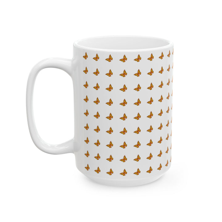 Butterfly Pattern Ceramic Mug - 11oz & 15oz, Perfect for Nature Lovers
