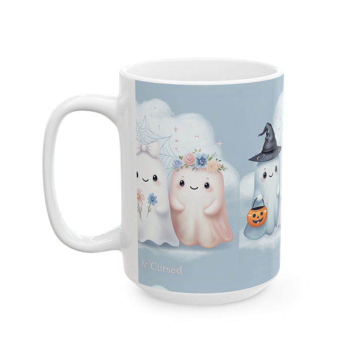 Cute & Cursed Ghost Ceramic Mug - Perfect for Halloween, Home Decor, Cozy Vibes, Gift Ideas, Coffee Lovers