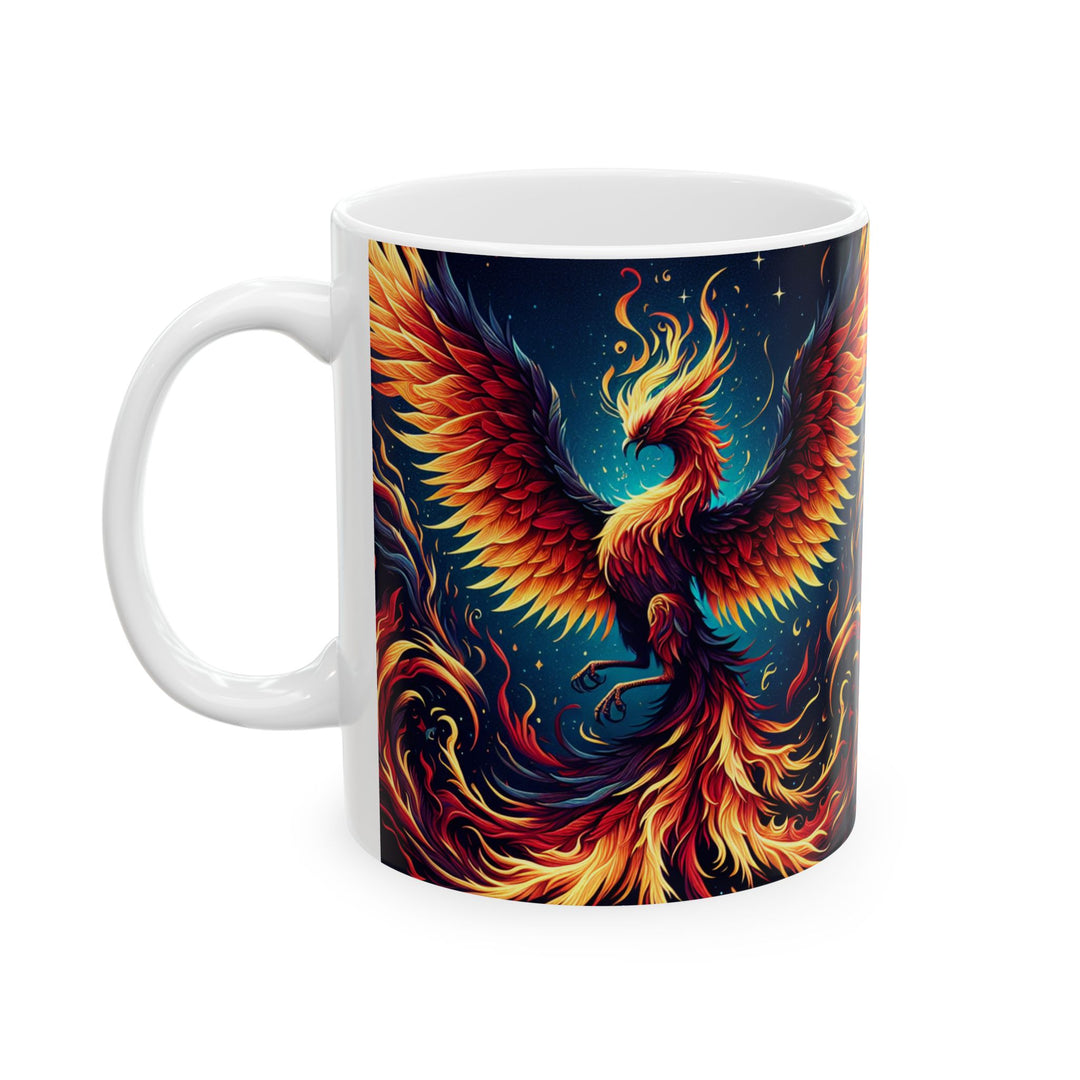 Vibrant Phoenix Ceramic Mug - Perfect Coffee Cup for Hot Drinks, Gift for Fire Sign Lovers, Fantasy Art, Unique Home Decor, Birthday Present
