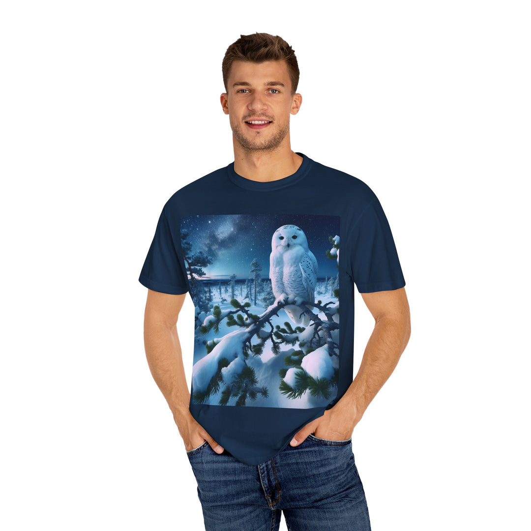 Mystical Owl Unisex Garment-Dyed T-Shirt – Cozy Winter Vibes