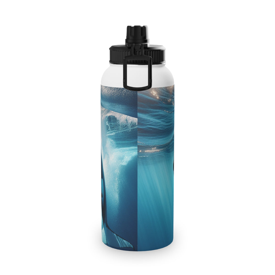 Ocean-Inspired Stainless Steel Water Bottle with Sports Lid
