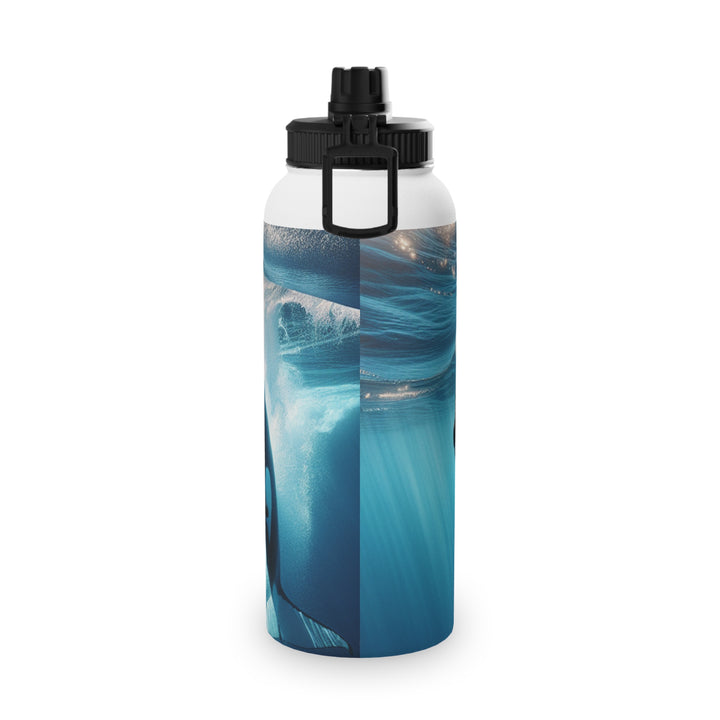 Ocean-Inspired Stainless Steel Water Bottle with Sports Lid