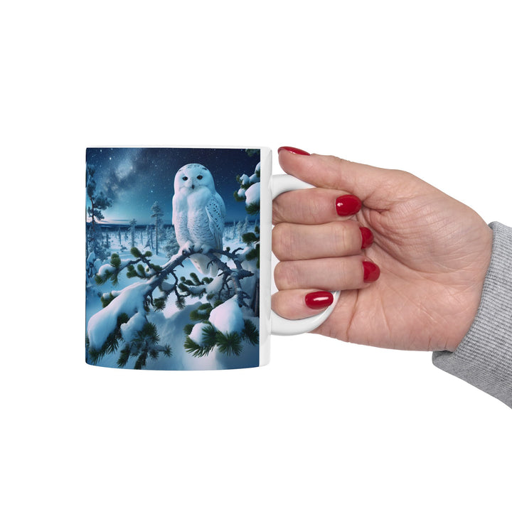 Winter Owl Ceramic Mug - Cozy 11oz & 15oz Coffee Cup for Nature Lovers