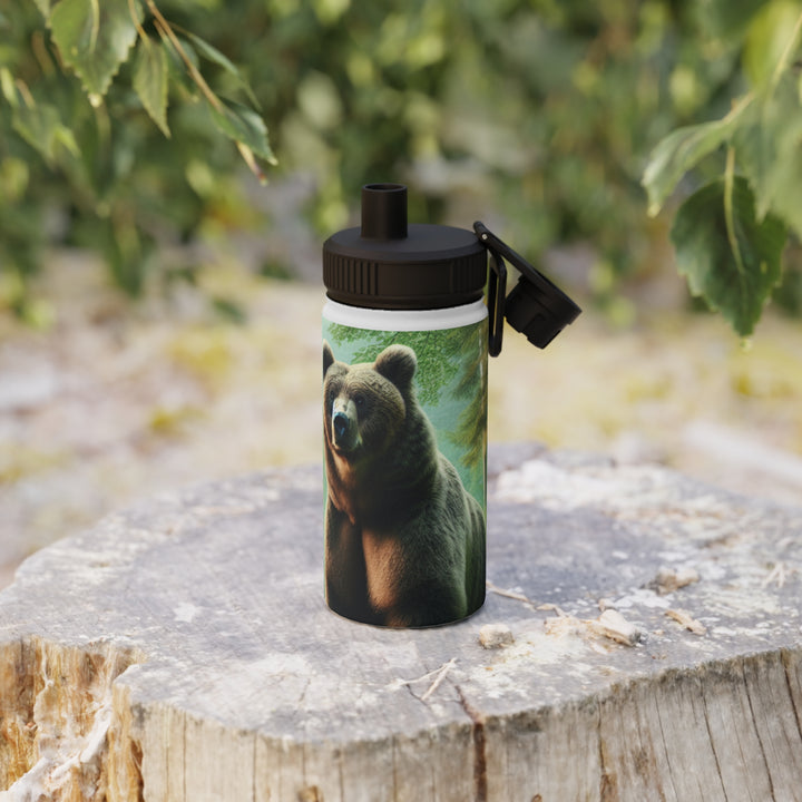 Bear Forest Adventure Stainless Steel Water Bottle with Sports Lid