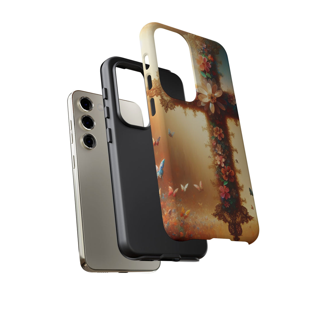 Floral Cross Phone Case, Tough Cases for Christians, Religious Gifts, Cute Floral Accessories, Chic Phone Cover, Spring Vibes