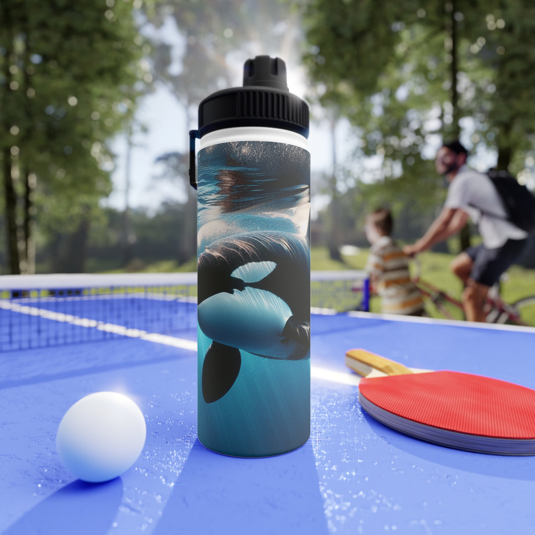 Ocean-Inspired Stainless Steel Water Bottle with Sports Lid
