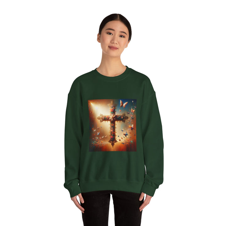 Faith-Inspired Butterfly Sweatshirt, Unisex Crewneck, Cozy Christian Apparel, Gift for Easter, Inspirational Sweatshirt, Casualwear